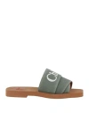 Chloé Woman Sandals Sage Green Size 8 Textile Fibers In Green