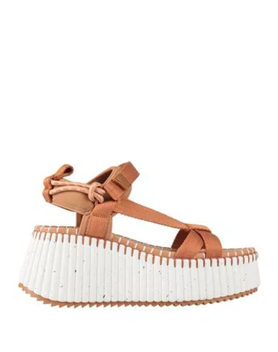 Chloé Nama Platform Wedge Sandal In 276 Smooth Tan