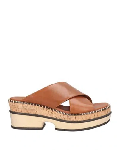 Chloé Woman Sandals Tan Size 6 Leather In Brown