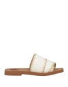 Chloé Beige Woody Sandals In White