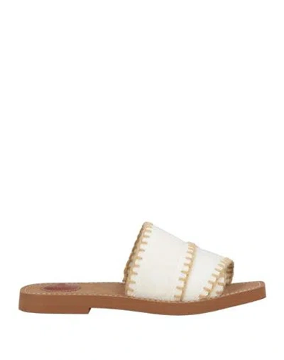 Chloé Beige Woody Sandals In White