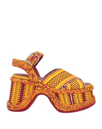 Chloé Woman Sandals Yellow Size 6 Textile Fibers