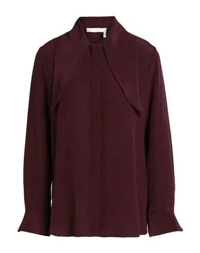 Chloé Woman Shirt Burgundy Size 8 Silk In Brown