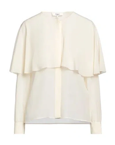 Chloé Woman Shirt Cream Size 6 Silk In White
