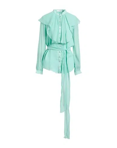 Chloé Woman Shirt Turquoise Size 12 Acetate, Polyamide, Silk In Green