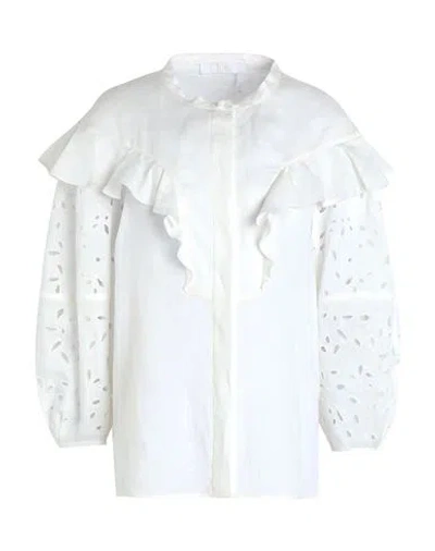 Chloé Woman Shirt White Size 8 Linen, Cotton