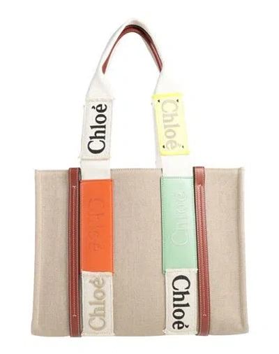 Chloé Woman Shoulder Bag Brown Size - Linen, Calfskin, Polyester