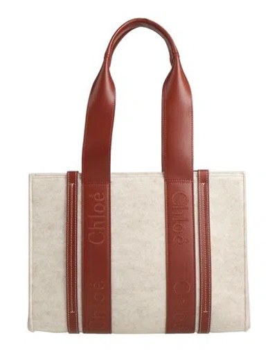 Chloé Woman Shoulder Bag Cream Size - Textile Fibers, Leather In White