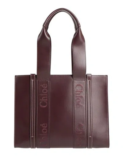 Chloé Woman Shoulder Bag Deep Purple Size - Leather In Brown