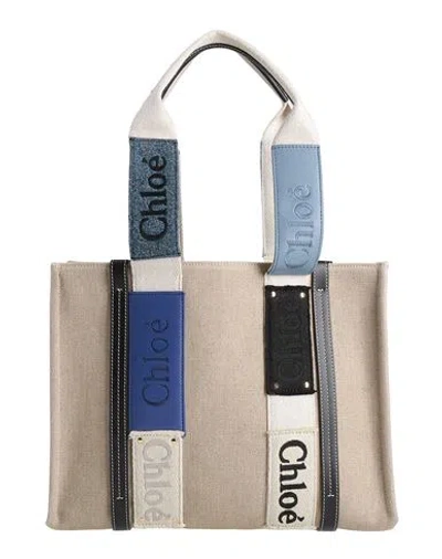 Chloé Woman Shoulder Bag Grey Size - Linen, Calfskin, Polyester In Gray
