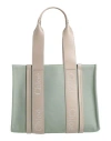 Chloé Woman Shoulder Bag Sage Green Size - Linen, Calfskin