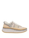 Chloé Woman Sneakers Beige Size 11 Textile Fibers In Sand