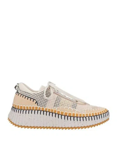 Chloé Woman Sneakers Beige Size 11 Textile Fibers In Sand