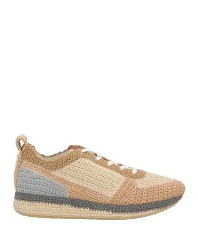 Chloé Woman Sneakers Beige Size 6 Textile Fibers In Brown