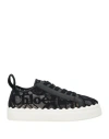 Chloé Woman Sneakers Black Size 5 Cotton, Calfskin, Polyamide