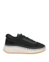 Chloé Nama Embroidered Suede And Recycled-mesh Sneakers In Black