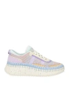 Chloé Woman Sneakers Lilac Size 8 Textile Fibers, Leather In Purple