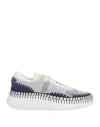 Chloé Woman Sneakers Navy Size 6 Textile Fibers, Leather