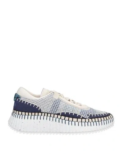 Chloé Woman Sneakers Navy Size 6 Textile Fibers, Leather
