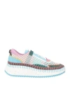 Chloé + Net Sustain Nama Embroidered Suede And Recycled-mesh Sneakers In Blue