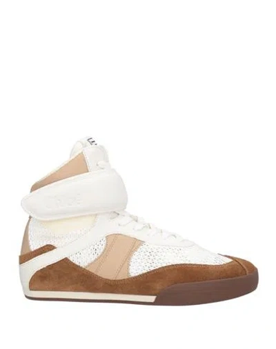 Chloé Woman Sneakers White Size 7 Calfskin, Textile Fibers