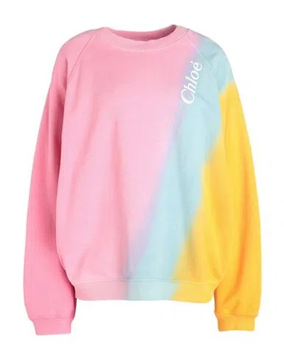 Chloé Woman Sweatshirt Pink Size M Cotton, Elastane In Multi