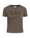 Chloé Woman T-shirt Dark Green Size Xs Cotton, Polyester, Elastane