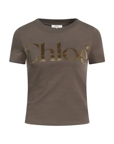 Chloé Woman T-shirt Dark Green Size Xs Cotton, Polyester, Elastane