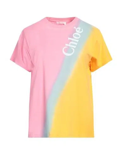 CHLOÉ CHLOÉ WOMAN T-SHIRT PINK SIZE S COTTON, ELASTANE