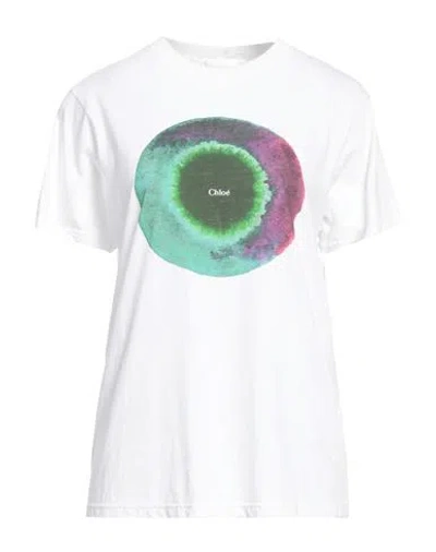 Chloé Printed T-shirt White Size Xl 100% Cotton