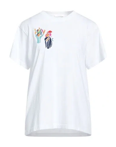 Chloé Woman T-shirt White Size L Cotton, Wool, Acrylic, Elastane