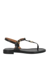 Chloé Marcie Flat Leather Sandals In Black