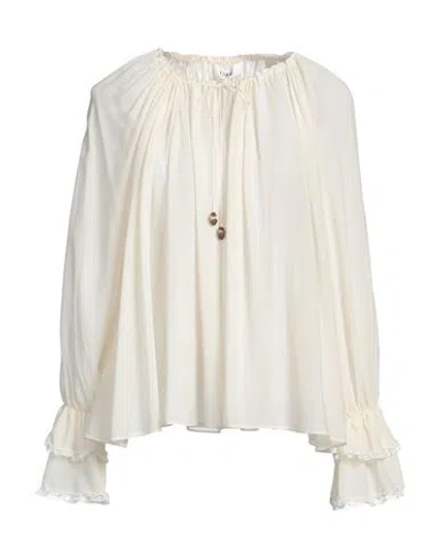 Chloé Woman Top Ivory Size 6 Silk, Cotton, Polyamide