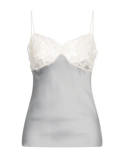 Chloé Woman Top Light Grey Size 6 Acetate, Silk, Polyamide, Polyester In Gray