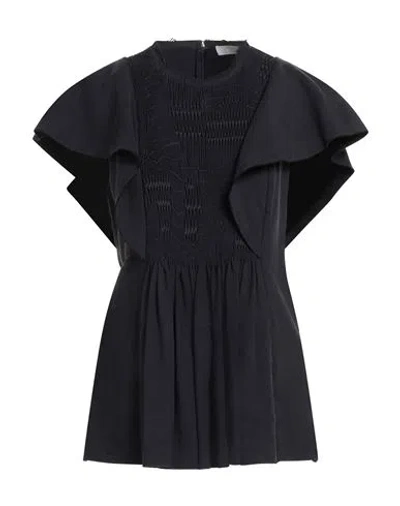 Chloé Woman Top Midnight Blue Size 10 Linen, Silk