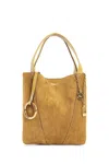 Chloé Small Beige Khaki Suede Spin Tote Bag In Brown