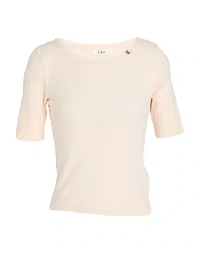 Chloé Woman T-shirt Blush Size L Cotton In Neutral