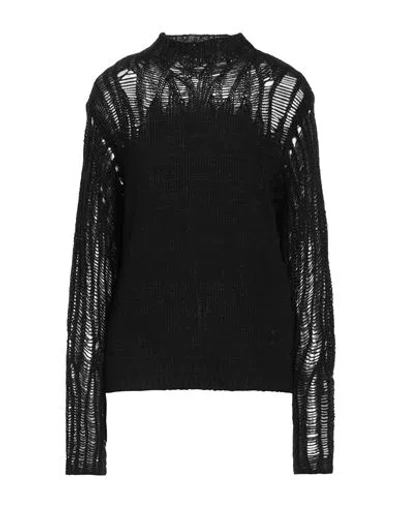CHLOÉ CHLOÉ WOMAN TURTLENECK BLACK SIZE L WOOL, ALPACA WOOL, TUSSAH SILK