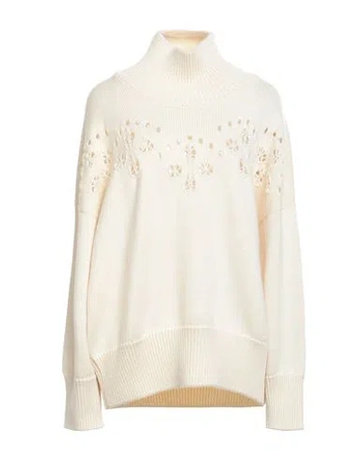 Chloé Woman Turtleneck Cream Size L Wool In White