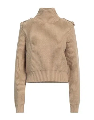 Chloé Woman Turtleneck Sand Size M Wool, Cashmere, Polyamide, Elastane