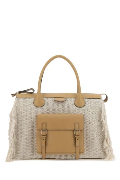 Chloé Chloe Woman Two-tone Cotton Blend Oversize Edith Handbag In Multicolor