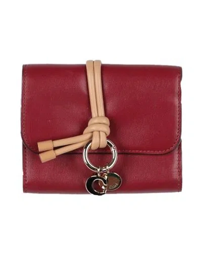 Chloé Woman Wallet Burgundy Size - Calfskin In Red