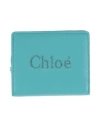 Chloé Woman Wallet Turquoise Size - Calfskin In Blue