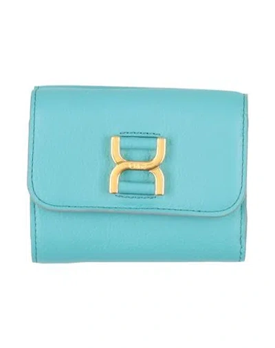 Chloé Woman Wallet Turquoise Size - Leather In Blue