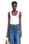 Chloé Embroidered Ribbed Cotton Tank In White