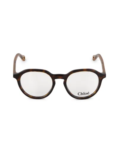 Chloé Women's 47mm Round Eyeglasses In Havana Brown