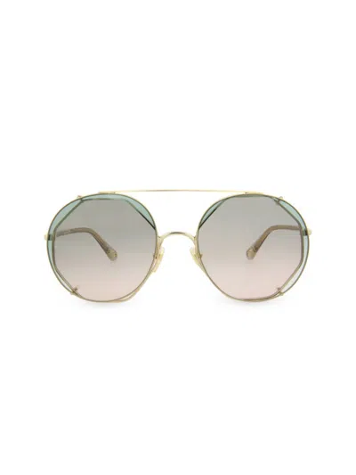 Chloé Women's 57mm Round Sunglasses In Gold