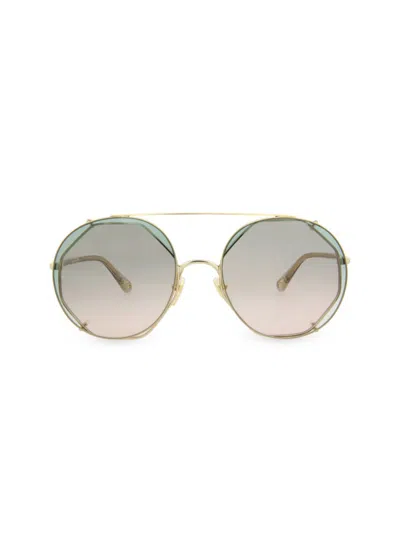 Chloé Women's Clip-on Sunglasses Ch0041s 001 Gold/clear 57mm