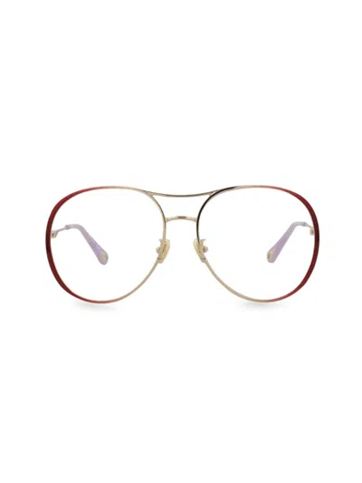 Chloé Women's 58mm Aviator Optical Glasses In Dark Burgundy