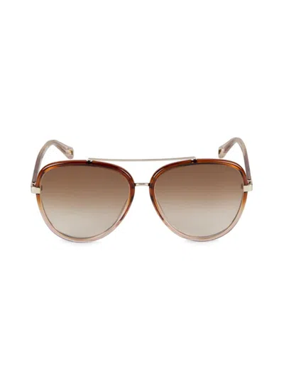Chloé Women's 58mm Gradient Lens Aviator Sunglasses In Brown